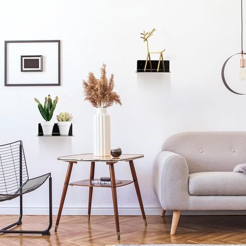 بيلوبي 6 قطع من رفوف معدنية عائمة صغيرة للكتب، رف كتب عائم اسود غير مرئي مع حافة قناة معدنية للتعليق على الحائط لعرض صور الحمام ومجسمات الاكشن in Kuwait