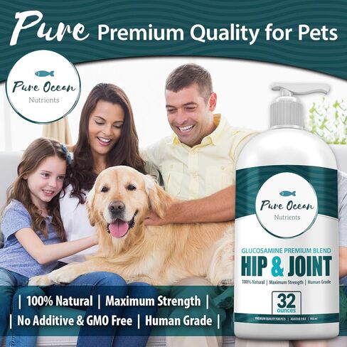 مغذيات المحيط النقي مزيج الجلوكوزامين كوندرويتين MSM السائل للورك والمفاصل للكلاب، 32 أونصة؛ مكمل سائل طبيعي in Kuwait