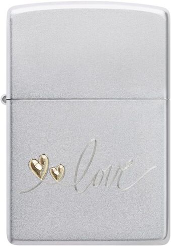 ولاعة للجيب من الكروم الساتان بتصميم Zippo Love in Saudi Arabia