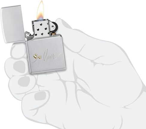 ولاعة للجيب من الكروم الساتان بتصميم Zippo Love in Saudi Arabia