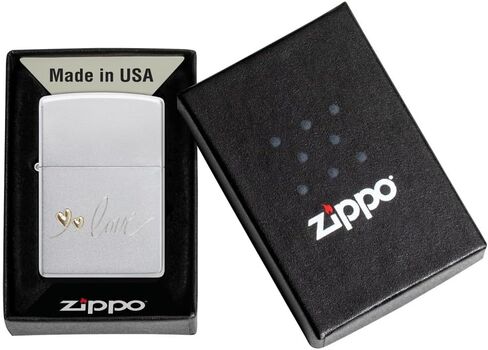 ولاعة للجيب من الكروم الساتان بتصميم Zippo Love in Saudi Arabia