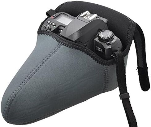 حقيبة ظهر مرنة مرنة من النيوبرين متوسطة قابلة للعكس، أسود ورمادي لنيكون D70 D3000 D3100 D3200 D3300 D5000 D5100 D5200 D5300، كانون T1I T3 T4I T5I XT XTI T5 SL1 كاميرا والمزيد + مايكروفايبر in Kuwait