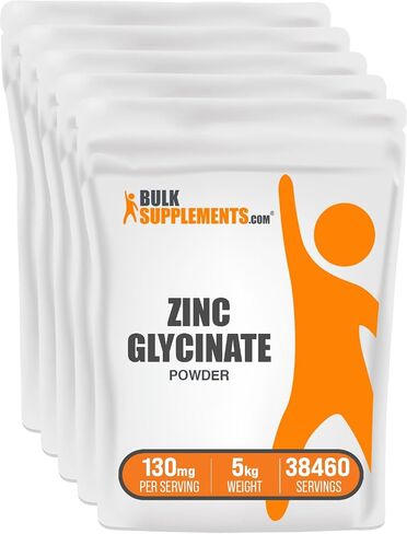 BulkSupplements.com Zinc Glycinate Powder - Zinc Supplement, Zinc 40mg, Zinc Glycinate Supplement for Immune Support - Gluten Free, 130mg per Serving, 500g (1.1 lbs) (Pack of 1) in Saudi Arabia