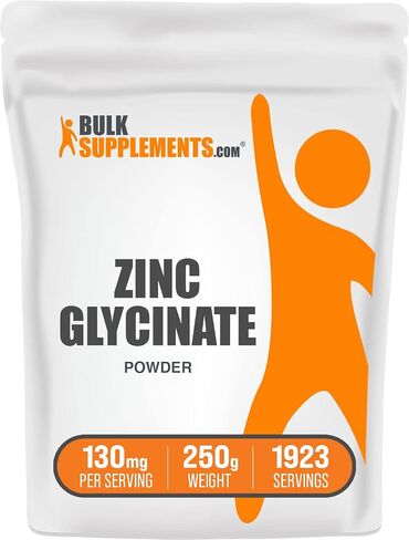 BulkSupplements.com Zinc Glycinate Powder - Zinc Supplement, Zinc 40mg, Zinc Glycinate Supplement for Immune Support - Gluten Free, 130mg per Serving, 500g (1.1 lbs) (Pack of 1) in Saudi Arabia