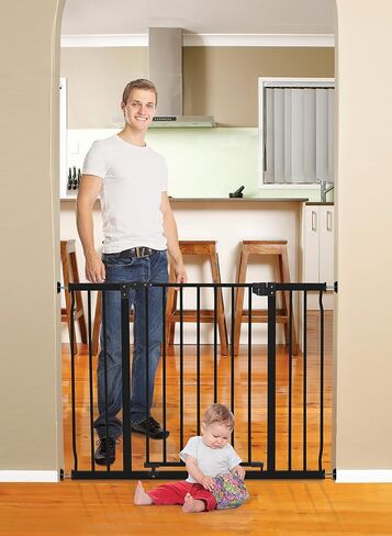بوابة أمان الأطفال Dreambaby Liberty Security - مع ميزة Smart Stay Open - تناسب الفتحات بعرض 39-42 بوصة - أسود - موديل L920BB in Saudi Arabia