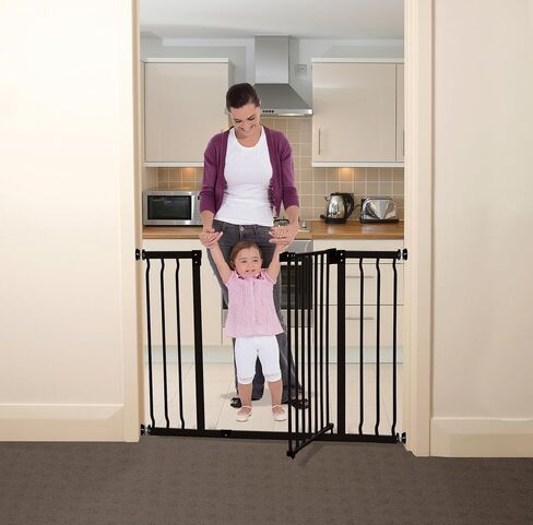بوابة أمان الأطفال Dreambaby Liberty Security - مع ميزة Smart Stay Open - تناسب الفتحات بعرض 39-42 بوصة - أسود - موديل L920BB in Saudi Arabia