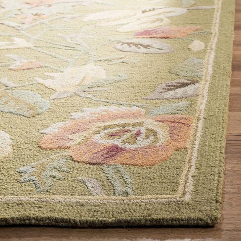 SAFAVIEH Blossom Collection 2' x 3' Green/Multi BLM785A Handmade Floral Premium Wool Accent Rug in Saudi Arabia