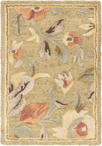 SAFAVIEH Blossom Collection 2' x 3' Green/Multi BLM785A Handmade Floral Premium Wool Accent Rug in Saudi Arabia