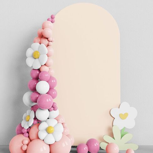 Asee'm 7.2FT Ivory Arch Backdrop Cover Spandex Stretchy for Wedding Chiara | Fitted 2-Sided Round Top Ballon Fabric Arch Cover for Party Ceremony Birthday Banquet Decoration in Saudi Arabia