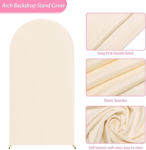 Asee'm 7.2FT Ivory Arch Backdrop Cover Spandex Stretchy for Wedding Chiara | Fitted 2-Sided Round Top Ballon Fabric Arch Cover for Party Ceremony Birthday Banquet Decoration in Saudi Arabia