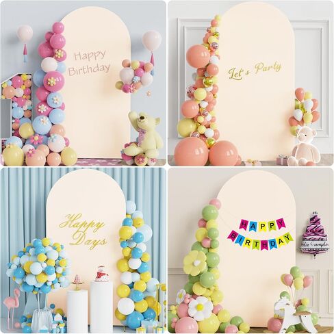 Asee'm 7.2FT Ivory Arch Backdrop Cover Spandex Stretchy for Wedding Chiara | Fitted 2-Sided Round Top Ballon Fabric Arch Cover for Party Ceremony Birthday Banquet Decoration in Saudi Arabia