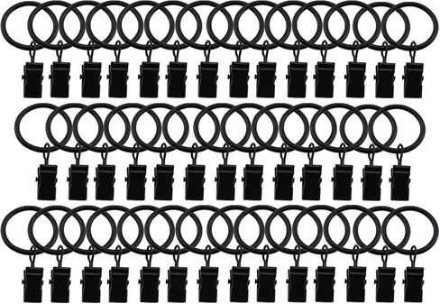 Heyous 40pcs Metal Curtain Rings with Clips 1 Inch Interior Diameter Compatible with up to 5/8 inch Rod Retro Black in Saudi Arabia
