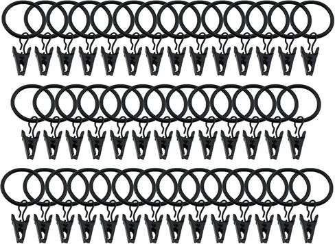 Heyous 40pcs Metal Curtain Rings with Clips 1 Inch Interior Diameter Compatible with up to 5/8 inch Rod Retro Black in Saudi Arabia