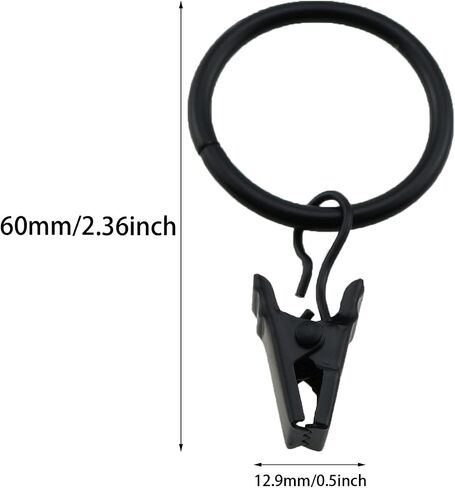 Heyous 40pcs Metal Curtain Rings with Clips 1 Inch Interior Diameter Compatible with up to 5/8 inch Rod Retro Black in Saudi Arabia