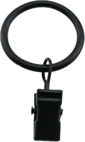Heyous 40pcs Metal Curtain Rings with Clips 1 Inch Interior Diameter Compatible with up to 5/8 inch Rod Retro Black in Saudi Arabia