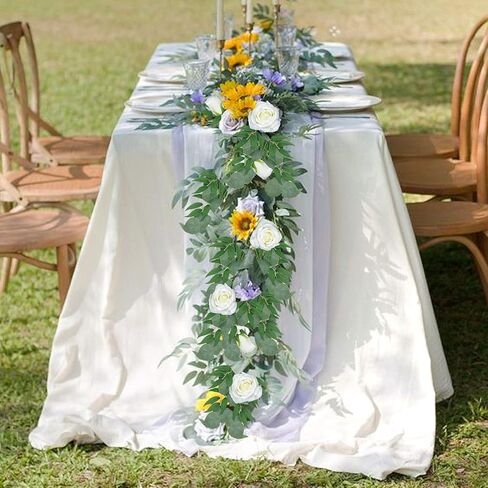 TELDRASSIL 3 عبوات من إكليل الأوكالبتوس الاصطناعي مع الزهور، وأوراق الأوكالبتوس الخضراء، وخضراء الدولار الفضي الصناعي مع زهور الورد لحفلات الزفاف والديكور الداخلي والخارجي in Kuwait