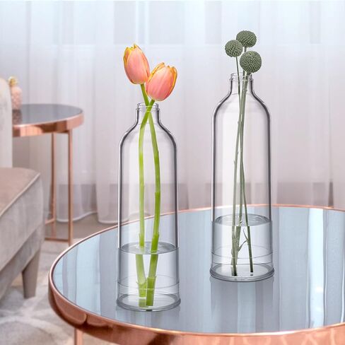 Amazing Abby - مزهرية فيرجينيا - 3 مزهريات برعم أكريليك، مزهريات زهور بلاستيكية لقطع الزفاف المركزية، ديكورات المنزل، زخارف المكاتب، مقاومة للكسر، حجم كبير، 10 بوصة (ارتفاع) in Kuwait