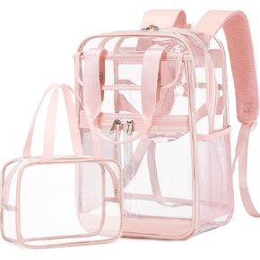 2PCS Clear Backpack for Women Men Girls Boys, Heavy Duty Clear Backpack with Clear Tote Bag for Stadium Events, See Through Backpack, Large Transparent Backpack Clear Bookbag for Concert Work Travel in Kuwait