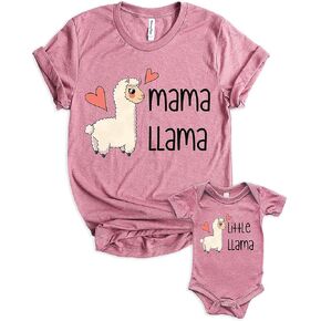 Teeny Fox Mama Llama Little Lama Mother Daughter Matching Outfits Mom and Me Cute Family Shirts in Kuwait