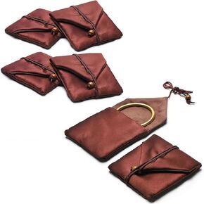 اكياس تخزين مجوهرات مخملية من اسجبا للاكسسوارات الصغيرة، شنط مجمعة مع خرز بوذي مخملي ناعم للاساور الحلقية والاساور والقلائد والاقراط، شنط هدايا (بني) in Kuwait