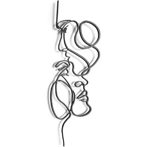 Pinetree Art فن جدار معدني لغرفة النوم تصميم بسيط منحوتات جدارية لمحبي التقبيل خط عمل فني ديكور منزلي لغرفة المعيشة والحمام (أسود، 7 بوصة × 20 بوصة) in Kuwait