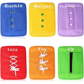 Yanhan Education Early Learning Basic Life Skills Fine Motor Dressing Board Preschool Supplies - Zip, Snap, Button, Buckle, Lace & Tie for Toddler 1-3 Activity Busy Board Toy