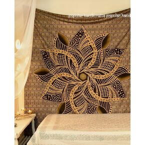Popular Handicrafts Tapestry Wall Hanging Ombre Hippie Mandala Bohemian Hippy Intricate Indian Tapestries Bedspread 84 x 90 Inches (215cm x 230cm) Maroon & Silver in Kuwait