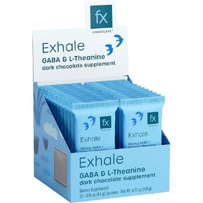 Fx Chocolate Exhale - Relaxing Chocolate Supplement to Support Calm + Stress Response - Sugar Free Cacao with 100mg GABA + 100mg L-Theanine - Keto Dark Chocolate - Vegan + Non-GMO (Box of 15) in Saudi Arabia