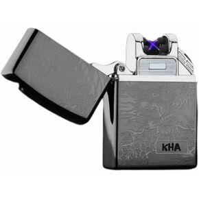 ولاعة كهربائية قابلة لإعادة الشحن عبر USB من KHA، ولاعة مقاومة للرياح مع مؤشر البطارية (زهرة قوس قزح)