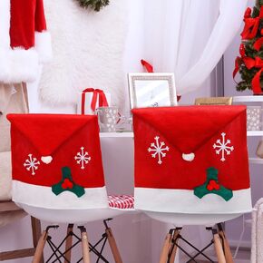 Tatuo 4 Pieces Christmas Chair Covers Decor, Santa Claus Hat Snowflake Chair Xmas Cap, Kitchen Dining Chair Slipcovers Sets for Christmas Holiday Festive Decorations (Grey) in Kuwait