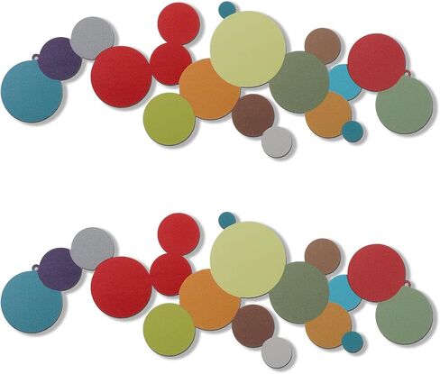 Maxcheck 2 Pcs 15.75''x5.91'' Colorful Dots Metal Wall Art Minimalist Abstract Round Metal Wall Decor Mid Century Modern Art Multicolor Geometric Circle Wall Sculpture for Living Room Bedroom Office in Saudi Arabia