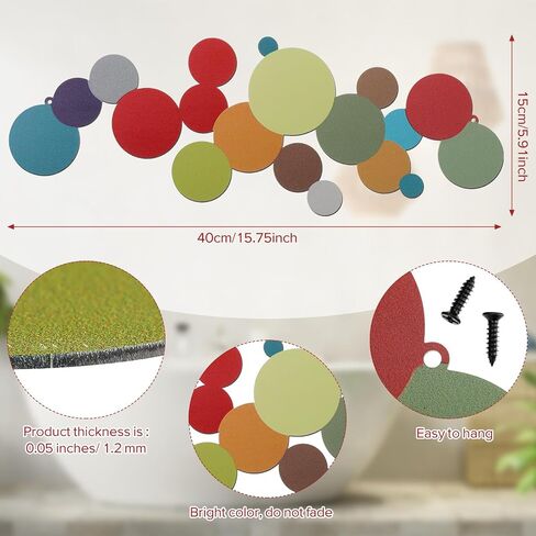 Maxcheck 2 Pcs 15.75''x5.91'' Colorful Dots Metal Wall Art Minimalist Abstract Round Metal Wall Decor Mid Century Modern Art Multicolor Geometric Circle Wall Sculpture for Living Room Bedroom Office in Saudi Arabia