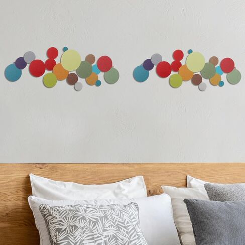 Maxcheck 2 Pcs 15.75''x5.91'' Colorful Dots Metal Wall Art Minimalist Abstract Round Metal Wall Decor Mid Century Modern Art Multicolor Geometric Circle Wall Sculpture for Living Room Bedroom Office in Saudi Arabia