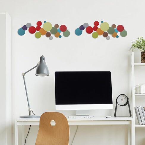 Maxcheck 2 Pcs 15.75''x5.91'' Colorful Dots Metal Wall Art Minimalist Abstract Round Metal Wall Decor Mid Century Modern Art Multicolor Geometric Circle Wall Sculpture for Living Room Bedroom Office in Saudi Arabia