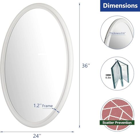H-A Decoratve مرآة حائط بيضاوية خشبية لغرفة المعيشة في الحمام، 36 بوصة × 24 بوصة in Kuwait