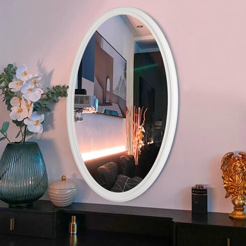 H-A Decoratve مرآة حائط بيضاوية خشبية لغرفة المعيشة في الحمام، 36 بوصة × 24 بوصة in Kuwait