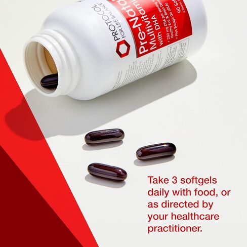 Protocol For Life Balance - Pre-Natal Multitamin with DHA - Prenatal Multivitamin for Women to Support Healthy Eye, Brain Development with Folic Acid (Folate), Borage Oil, Biotin - 90 Softgels in Saudi Arabia