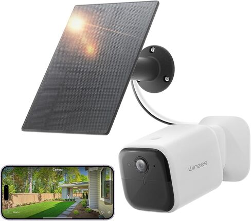 winees Outdoor Camera Wireless, 2K Solar Security Cameras Outdoor Wireless, Continuous Powered, PIR Sensor, Human/Vehicle/Pet/Package Detection, Siren, 8G Built-in Local Storage, 2-Way Talk, IP66 in Kuwait