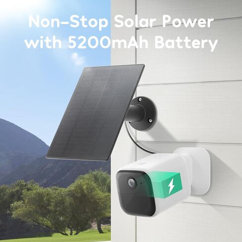 winees Outdoor Camera Wireless, 2K Solar Security Cameras Outdoor Wireless, Continuous Powered, PIR Sensor, Human/Vehicle/Pet/Package Detection, Siren, 8G Built-in Local Storage, 2-Way Talk, IP66 in Kuwait