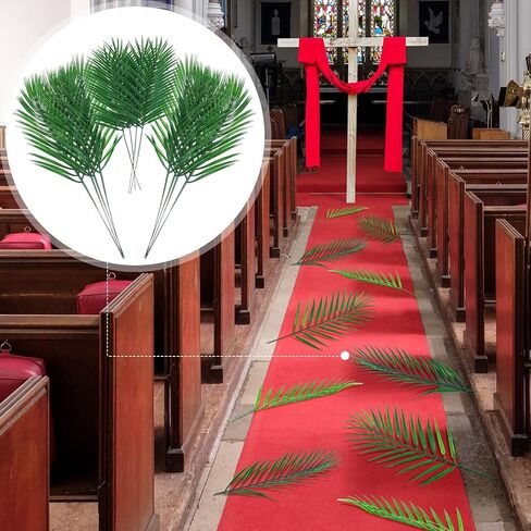 Yuxung 50 Pcs 2 Sizes Easter Palm Sunday Artificial Palm Leaves Home Arrangement Theme Decoration for Palm Sunday in Saudi Arabia