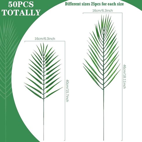 Yuxung 50 Pcs 2 Sizes Easter Palm Sunday Artificial Palm Leaves Home Arrangement Theme Decoration for Palm Sunday in Saudi Arabia