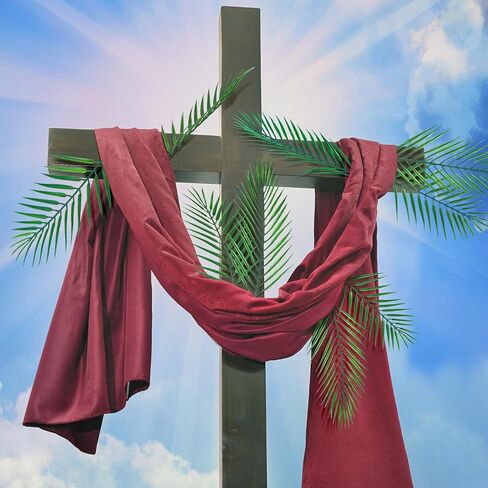 Yuxung 50 Pcs 2 Sizes Easter Palm Sunday Artificial Palm Leaves Home Arrangement Theme Decoration for Palm Sunday in Saudi Arabia