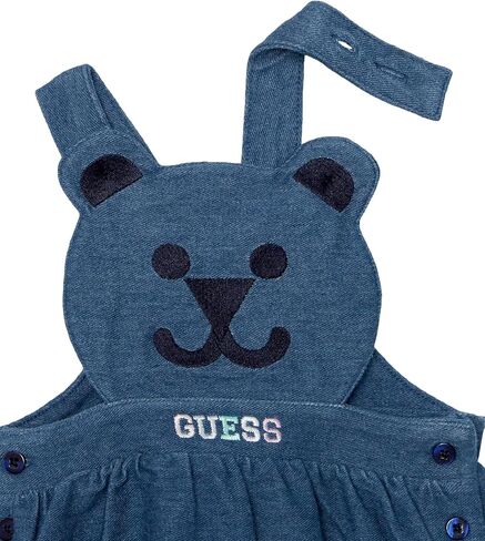 GUESS baby-girls Baby Girl Organic Interlock Bodysuit and Knit Denim Bear Skirtall 2 Piece Set in Saudi Arabia