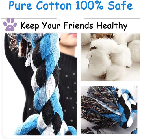 Fejapa 6 Knot 2 Pack 3.6 Feet Large Dog Chew Rope Toy for Aggressive Chewer Power Chewer Heavy Duty Tug of War Play Chewing Tugging Tough Knotted XL Long Rope Pulling Pitbull Large Breed Medium Dog in Saudi Arabia