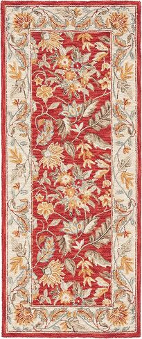 SAFAVIEH Chelsea Collection Area Rug - 5'3" x 8'3", Red, Hand-Hooked French Country Wool, Ideal for High Traffic Areas in Living Room, Bedroom (HK141C) in Saudi Arabia