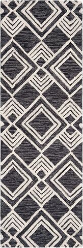 Safavieh Micro-Loop Collection MLP154H Handmade Moroccan Tribal Premium Wool Area Rug, 8' x 10', Charcoal/Ivory in Saudi Arabia