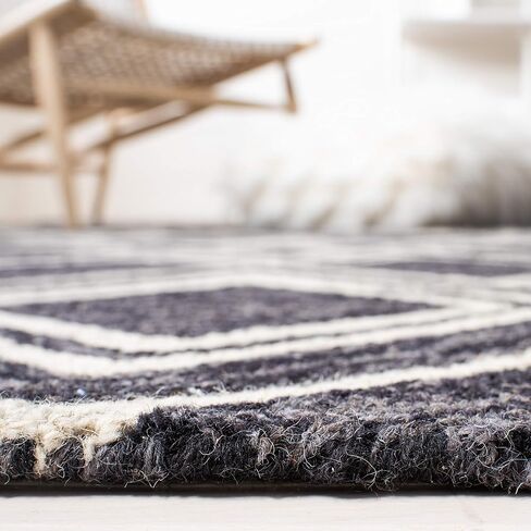 Safavieh Micro-Loop Collection MLP154H Handmade Moroccan Tribal Premium Wool Area Rug, 8' x 10', Charcoal/Ivory in Saudi Arabia