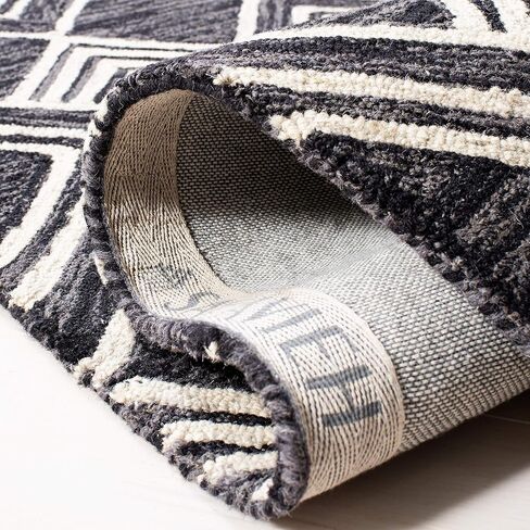 Safavieh Micro-Loop Collection MLP154H Handmade Moroccan Tribal Premium Wool Area Rug, 8' x 10', Charcoal/Ivory in Saudi Arabia