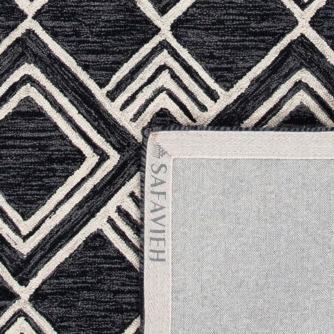 Safavieh Micro-Loop Collection MLP154H Handmade Moroccan Tribal Premium Wool Area Rug, 8' x 10', Charcoal/Ivory in Saudi Arabia