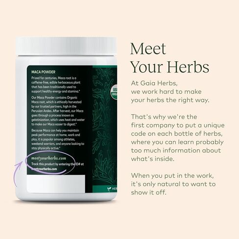 Gaia Herbs Maca Powder - Natural Energy Supplement - Supports and Maintains Healthy Energy and Stamina - Made with USDA Certified Organic Maca Root (Lepidium meyenii) - 16 Oz (138-Day Supply) in Saudi Arabia